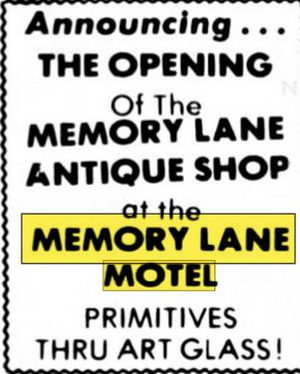Memory Lane Motel - Apr 1977 Ad For Antique Shop